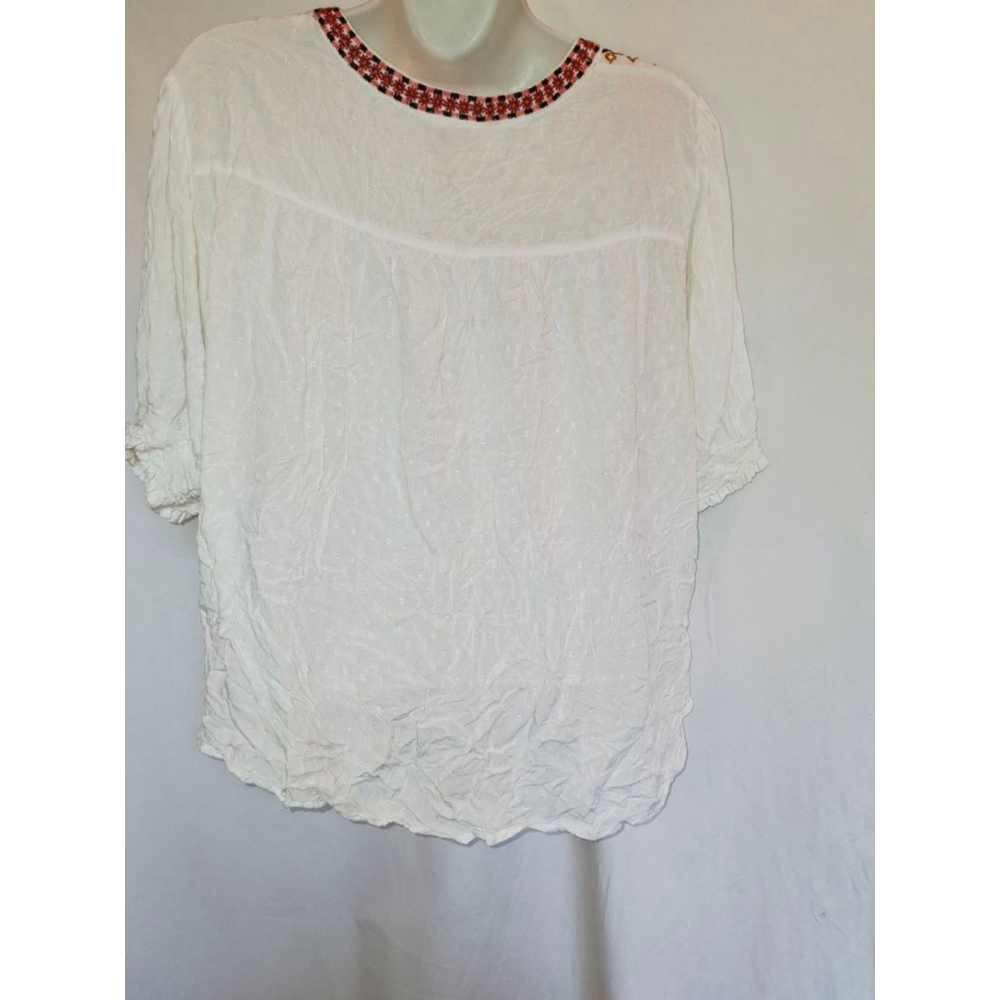 Knox Rose White Embroidered sz L floral lace southwestern Blouse - Picture 3 of 6